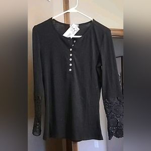 Black, lace sleeve top